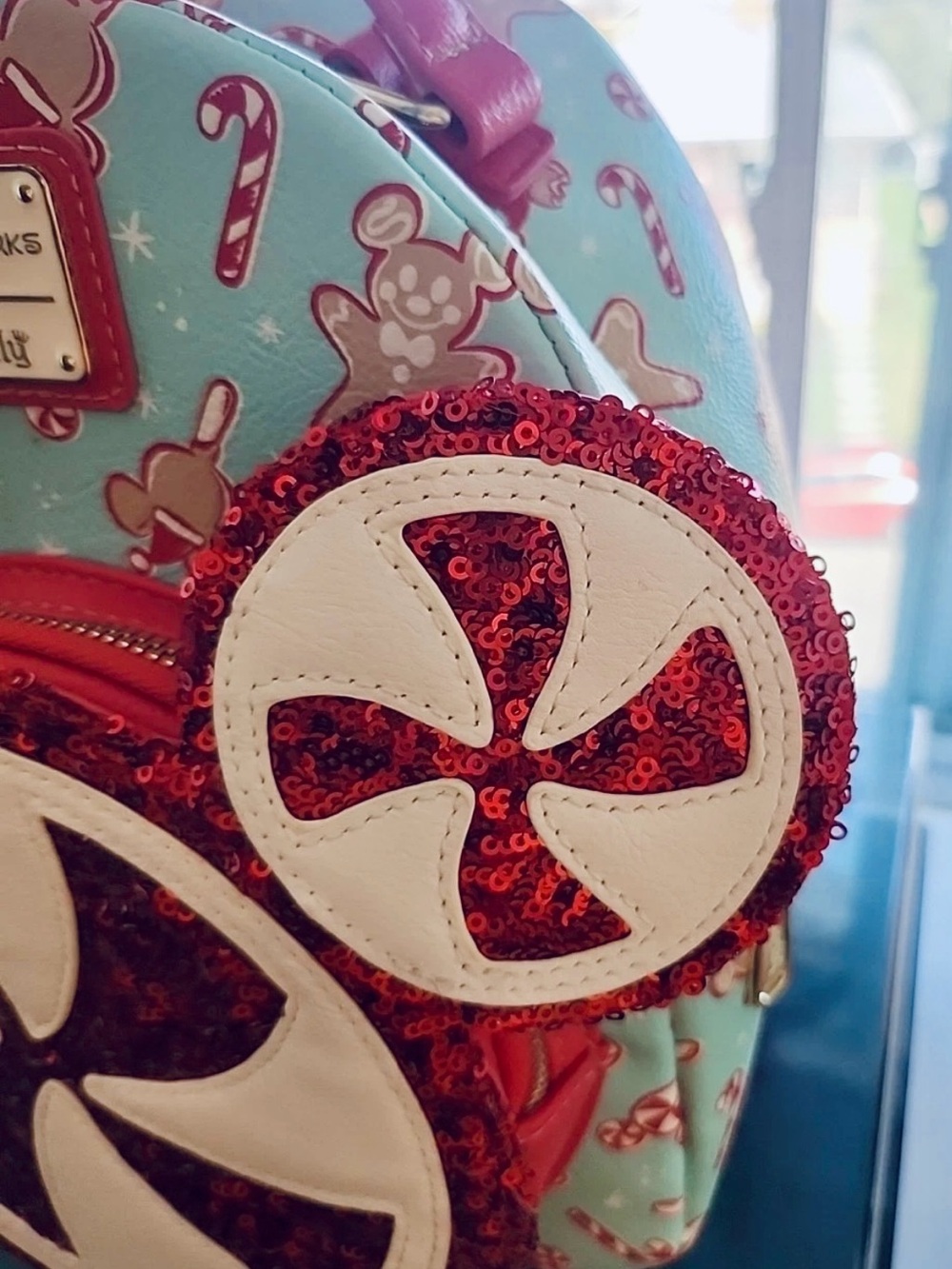 Loungefly Disney Parks Mini Backpack - Red Sequin Peppermint Mickey - Picture 5 of 12